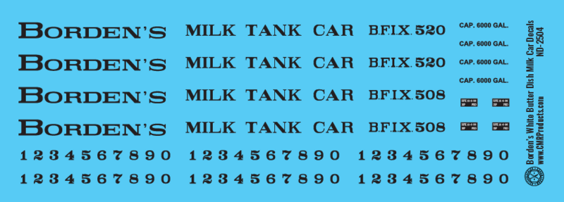 Borden&#39;s White Butter Dish Milk Car Decals