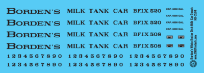 Borden&#39;s White Butter Dish Milk Car Decals
