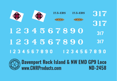 Davenport Rock Island and North Western Locomotive GP9 Decals