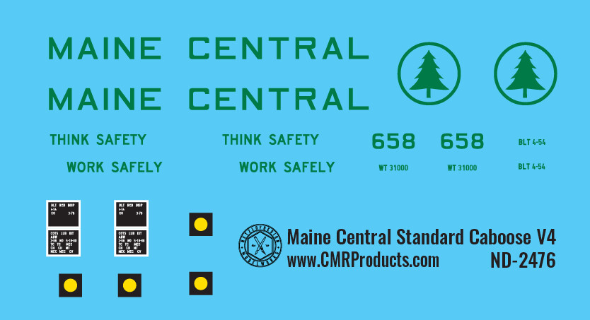 N Scale - Maine Central Standard Caboose - V.4 Decals
