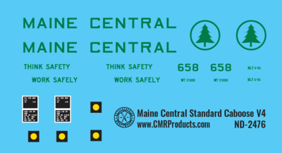 N Scale - Maine Central Standard Caboose - V.4 Decals