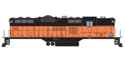 Milwaukee Road GP9 Locomotive without Lettering Decals