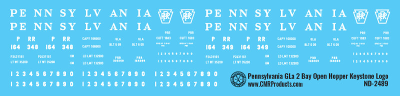 Pennsylvania GLa 2 Bay Keystone Open Hopper Decals