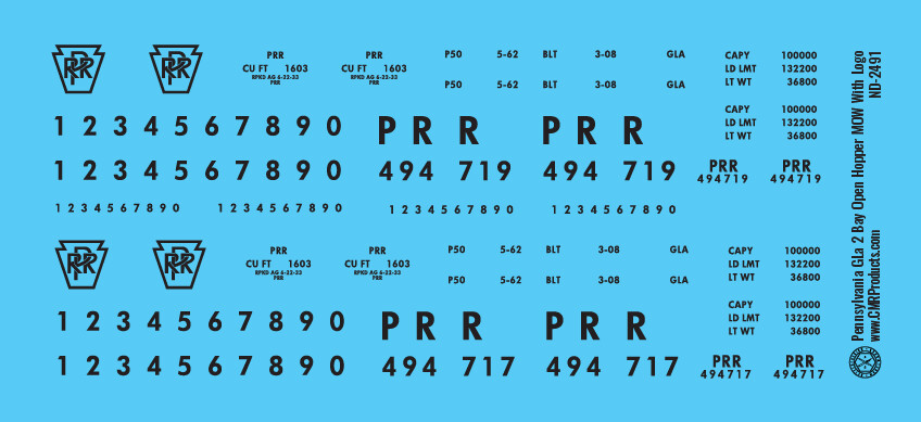 Circus City HO Scale Decal Set - Penn Central MOW Vehicle Door Logo - 1:87
