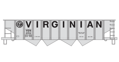 Virginian H21a Open Hopper Black Lettering Decals