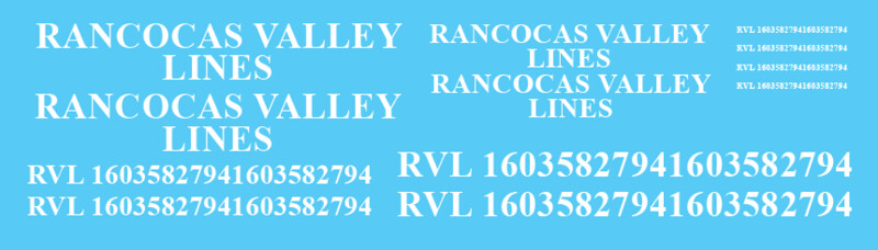 Rancoca Valley Lines Decals
