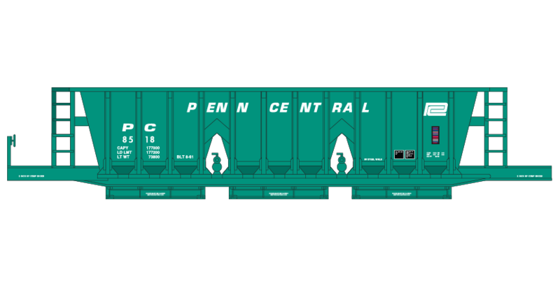 Penn Central Longitudinal Hopper Decals