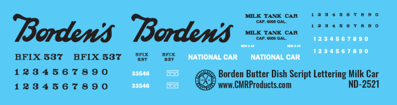 Borden Butter Dish Milk Car Script Lettering Decals