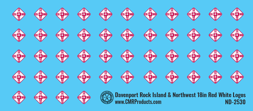N Scale - Davenport Rock Island &amp; Northwest 18in Red White Logo Decals