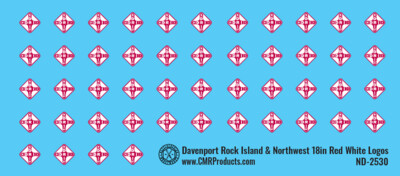 N Scale - Davenport Rock Island &amp; Northwest 18in Red White Logo Decals