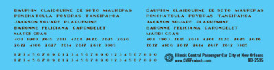 N Scale - Illinois Central City of New Orleans Passenger Car Name Decals