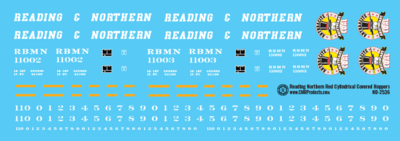 Reading Northern Red Cylindrical Covered Hopper Decals