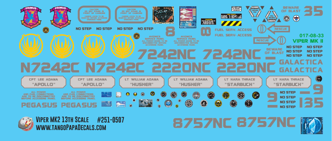 Viper MK2 1:13 Scale Decal Sheet