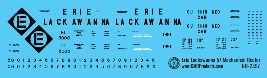N Scale - Erie Lackawanna 57ft Mechanical Reefer Decals