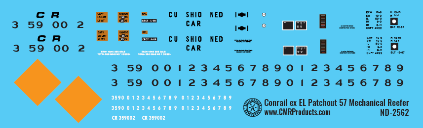 Conrail ex EL Patchout Mechanical Reefer Decals