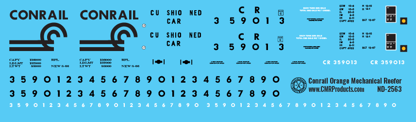 N Scale - Conrail Orange Mechanical Reefer Decals