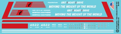 N Scale - Norfolk Southern AC44C6M Thank A Railroader 4822 Decals