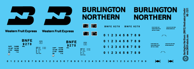 HO Scale - Burlington Northern BNFE Mechanical Reefer Decals