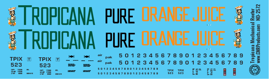 N Scale - Tropicana Mechanical Reefer Decals