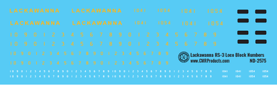 Lackawanna RS3 Locomotive Block Numbers Decals