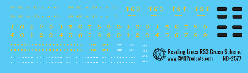 HO Scale - Reading Lines RS3 Green Scheme Locomotive Decals