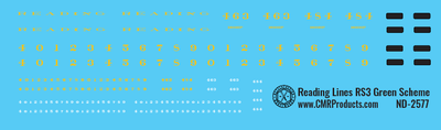 N Scale - Reading Lines RS3 Green Scheme Locomotive Decals