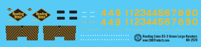 N Scale - Reading Lines RS3 Green Large Numbers Locomotive Decals