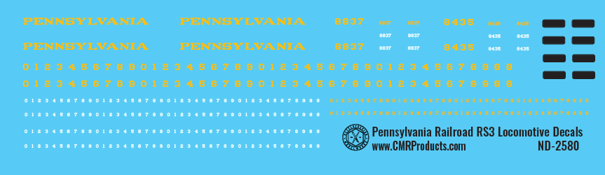 Pennsylvania Railroad RS3 Locomotive Decals