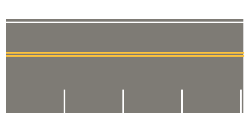 Easy Streets HO - Medium Asphalt Single Side Parallel Parking White