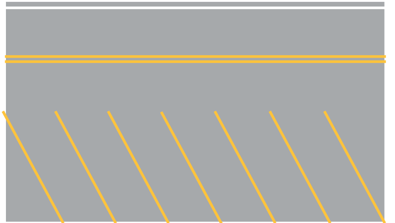 Easy Streets HO - Aged Asphalt Single Side Angled Parking Yellow