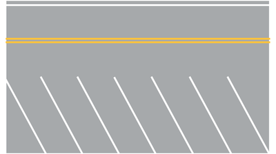 Easy Streets HO - Aged Asphalt Single Side Angled Parking White