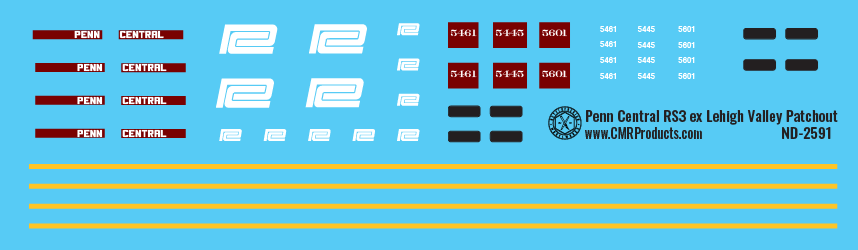 Penn Central RS3 ex LV Patchout Locomotive Decals