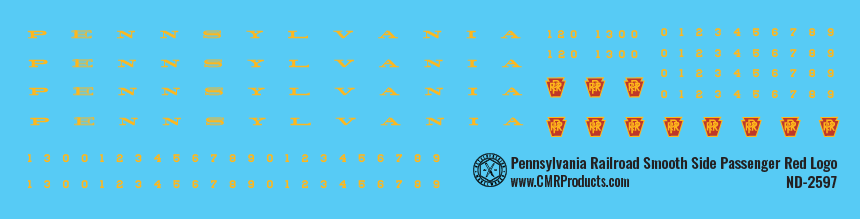 Pennsylvania Railroad Smooth Side Passenger Car Red Logo Decals