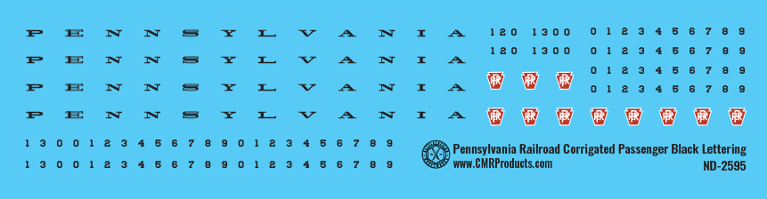 N Scale - Pennsylvania Railroad Corrugated Passenger Car Black Lettering  Decals