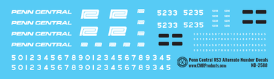 HO Scale - Penn Central RS3 Alternate Numbers Decals