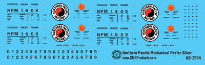 N Scale - Northern Pacific Silver Mechanical Reefer Decals