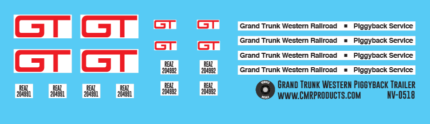 N Scale - Grand Trunk Western Piggyback Trailer Decals