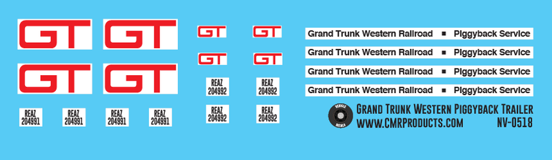 Grand Trunk Western Piggyback Trailer Decals
