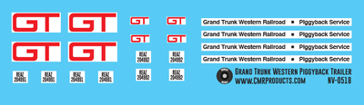 Grand Trunk Western Piggyback Trailer Decals