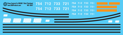 N Scale - Penn Central ex DRGW F Unit Patchout Locomotive Decals