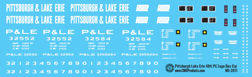 N Scale - Pittsburgh Lake Erie PC Logo 40ft Box Car Decals