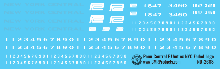 N Scale - Penn Central ex NYC F Unit Faded Logo Decals