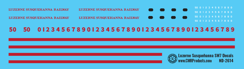 Luzerne Susquehanna SW7 Locomotive Decals