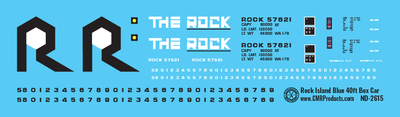HO Scale - Rock Island Blue 40ft Box Car Decals