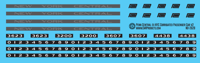 Penn Central ex NYC Corrugated Passenger Cars Decals v2