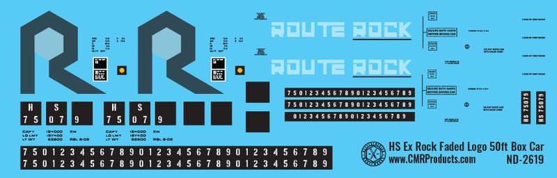 HO Scale - Hartford & Slocomb ex Rock Faded logo Box Car Decals