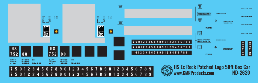 N Scale - Hartford &amp; Slocomb ex Rock Patched logo Box Car Decals