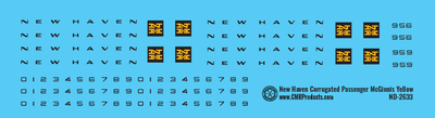 N Scale - New Haven Corrugated Passenger Car McGinnis Yellow Scheme Decals