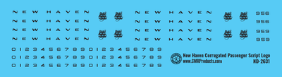 N Scale - New Haven Corrugated Passenger Car Script Logo Decals