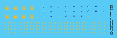 N Scale - Central New Jersey Blue Passenger Car Decals